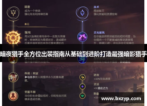 暗夜猎手全方位出装指南从基础到进阶打造最强暗影猎手 暗夜猎手全方位出装指南从基础到进阶打造最强暗影猎手